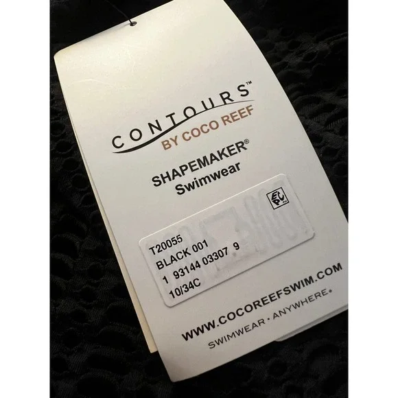 Coco Reef Contours One-Shoulder Shaping Swimsuit Cutout‎ Black Size 10/34C - Picture 7 of 8